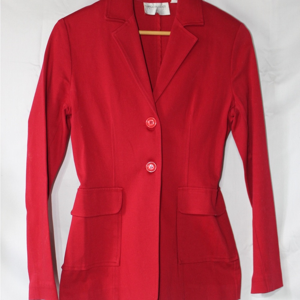 Red Tailored Women's Blazer Jacket by Hugo Buscati